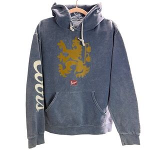 Coors Banquet Lion Logo Heather Blue Hoodie. Size medium.